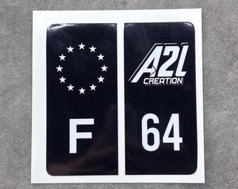 Black license plate stickers for the department