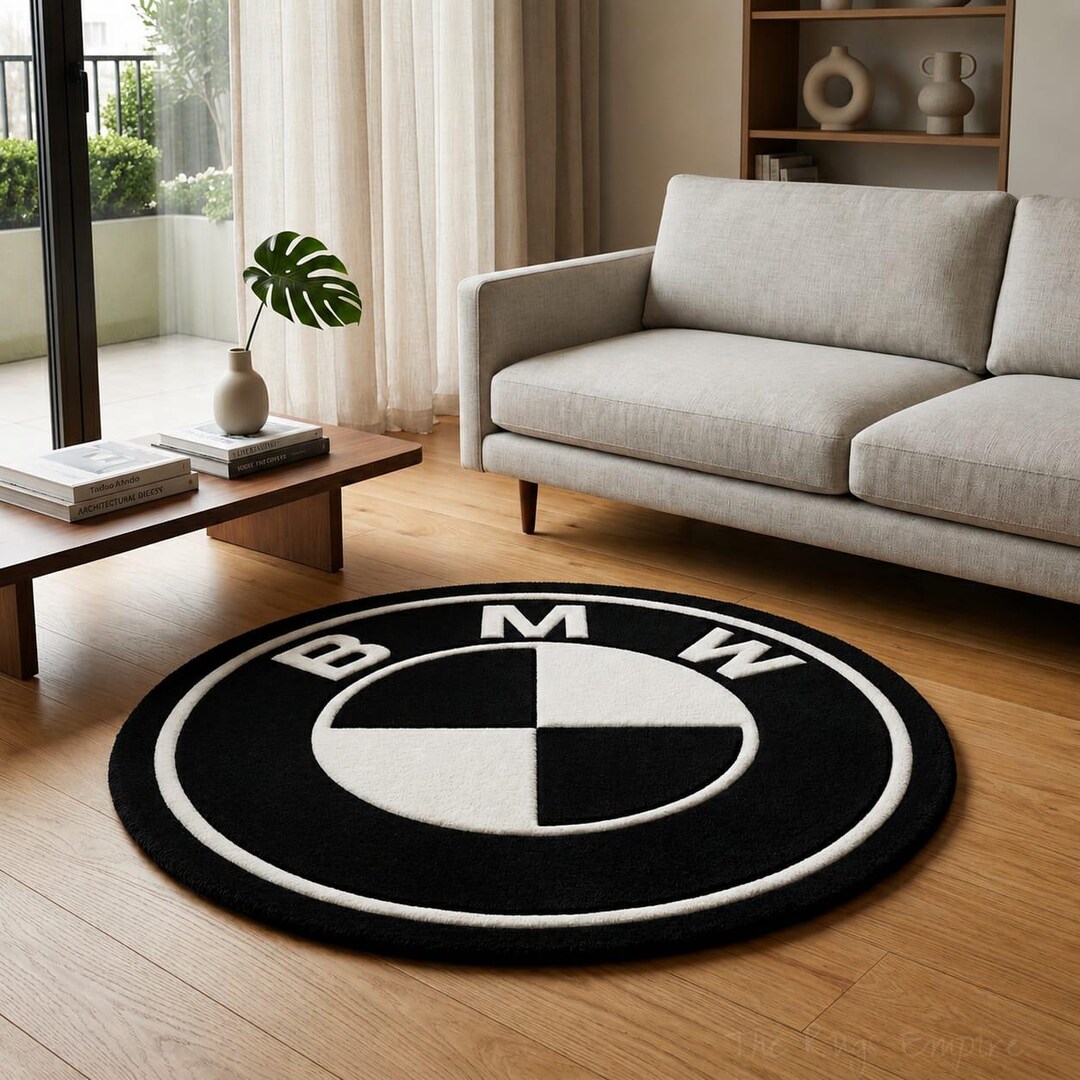 Tufting Rug Bmw Modern Hand Tufted Black & White BMW Round Rug for Home DΓ©cor - Etsy UK