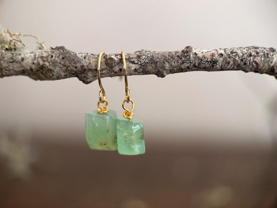 Australian Green Chalcedony with gold filled ear wire