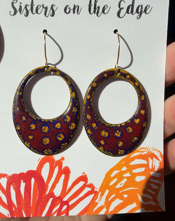 Vibrant Hand-Torched Enamel Earrings with Gold-Filled Ear Wires