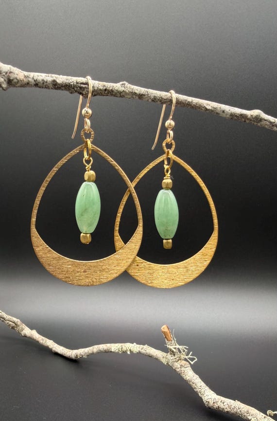 Green Aventurine Earrings with gold filled ear wires