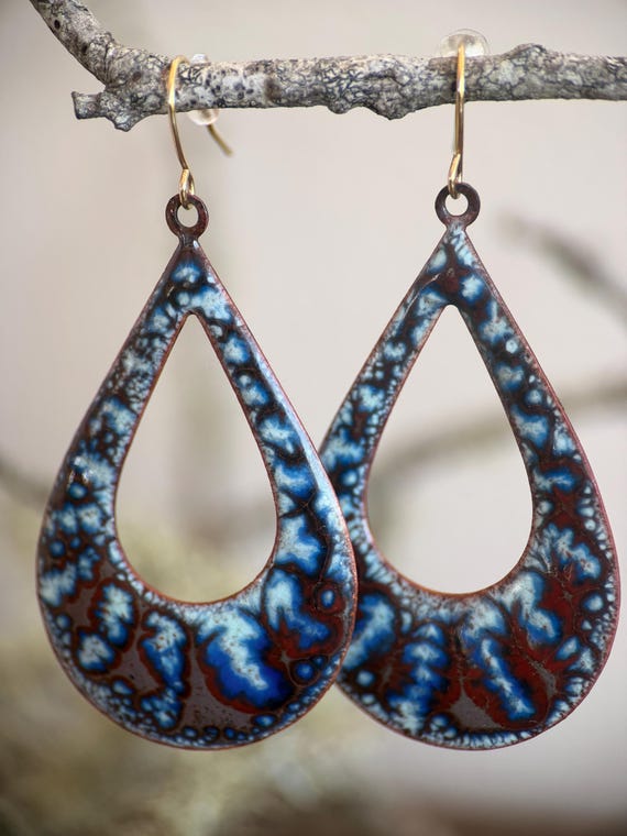 Hand-Torched Enamel Earrings with Gold-Filled Ear Wires