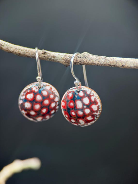 Handmade Torch Fired Enamel Earrings with Sterling Silver Ear Wires - Unique Artisan Jewelry