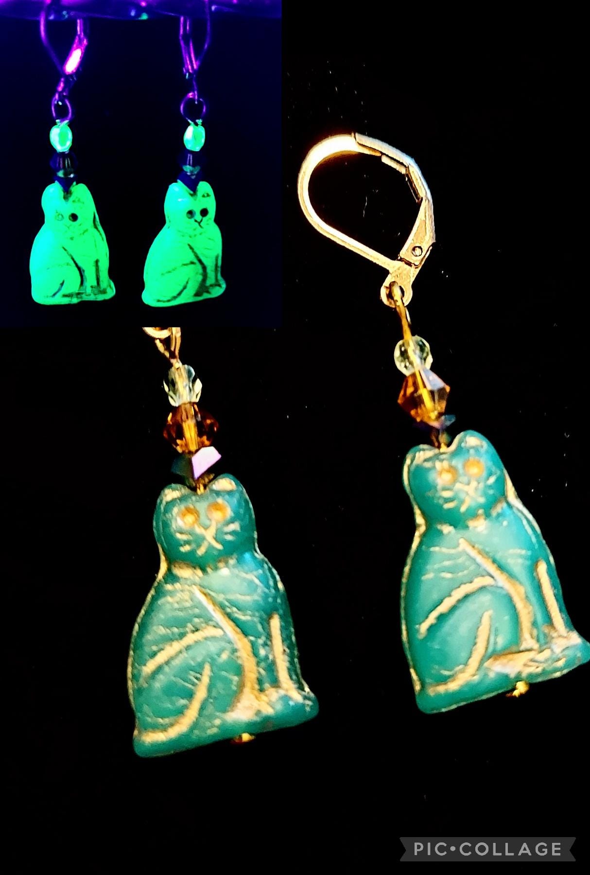 Vintage Uranium Glass Earrings - Etsy