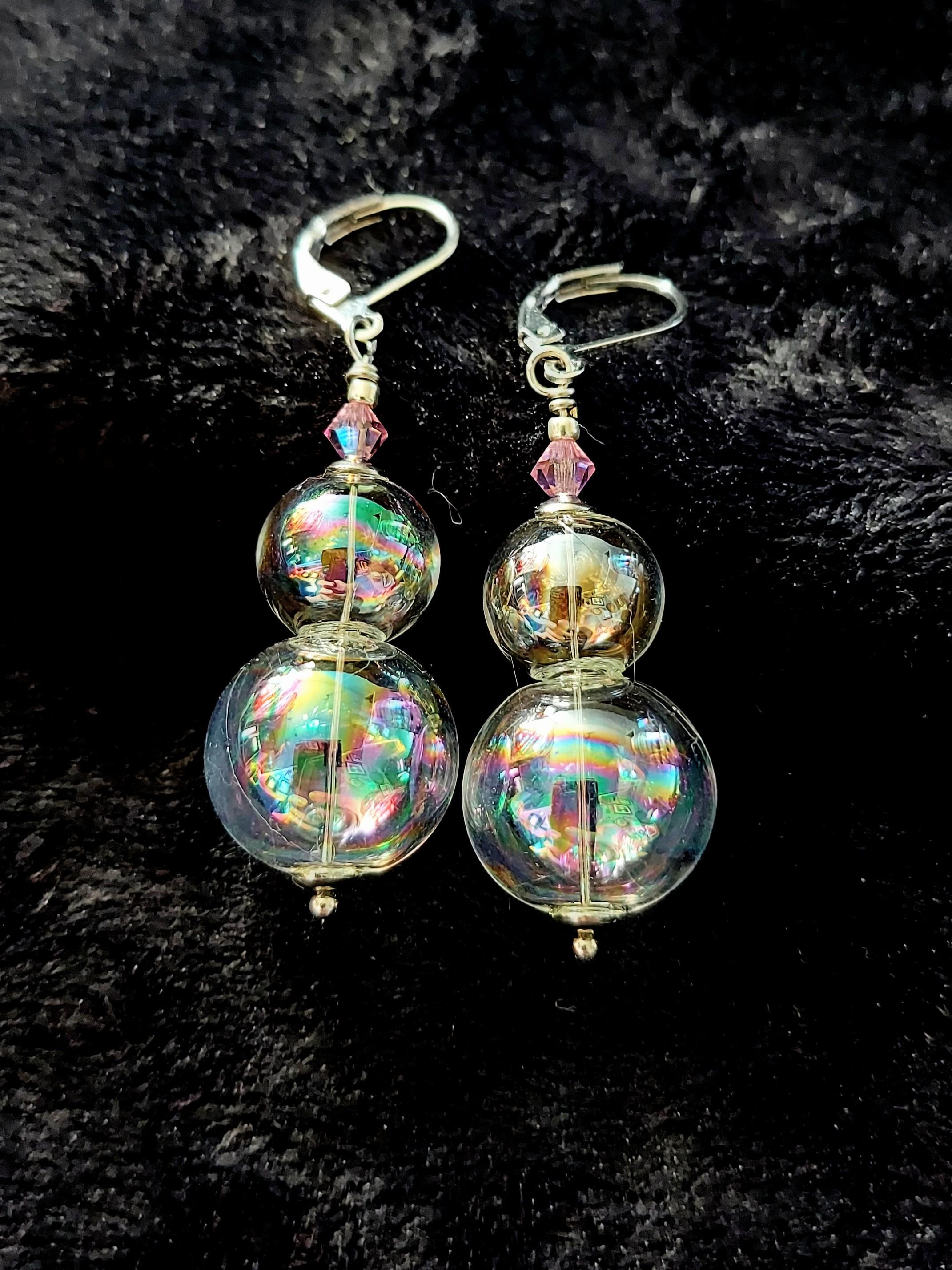 Boucles d'oreille Murano - Goutte trouée