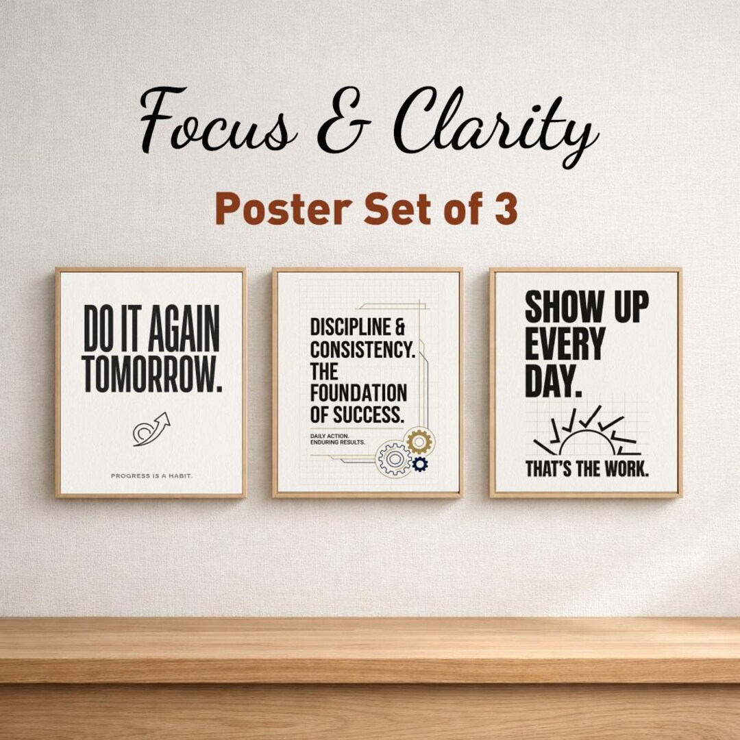 Motivational Poster Set of 3, Minimalist Quote Wall Art (digital ...