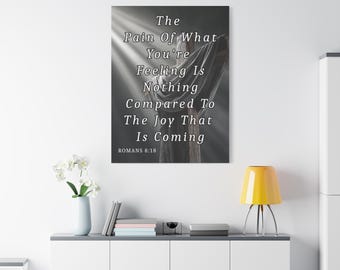 Romans 8:18 Scripture Canvas Print, Inspirational Christian Wall Art