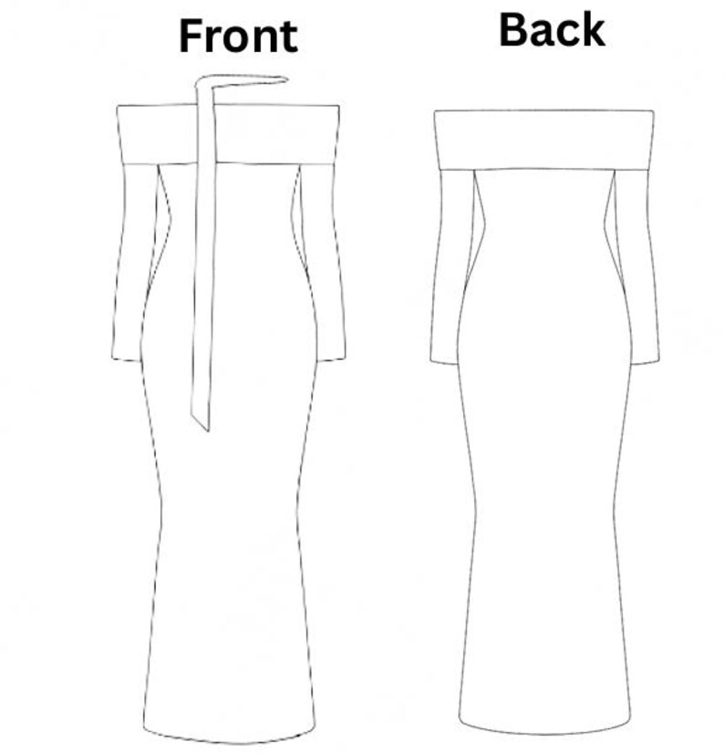 Long Dress Sewing Pattern PDF A0, A4 Printable DIY Dress Making