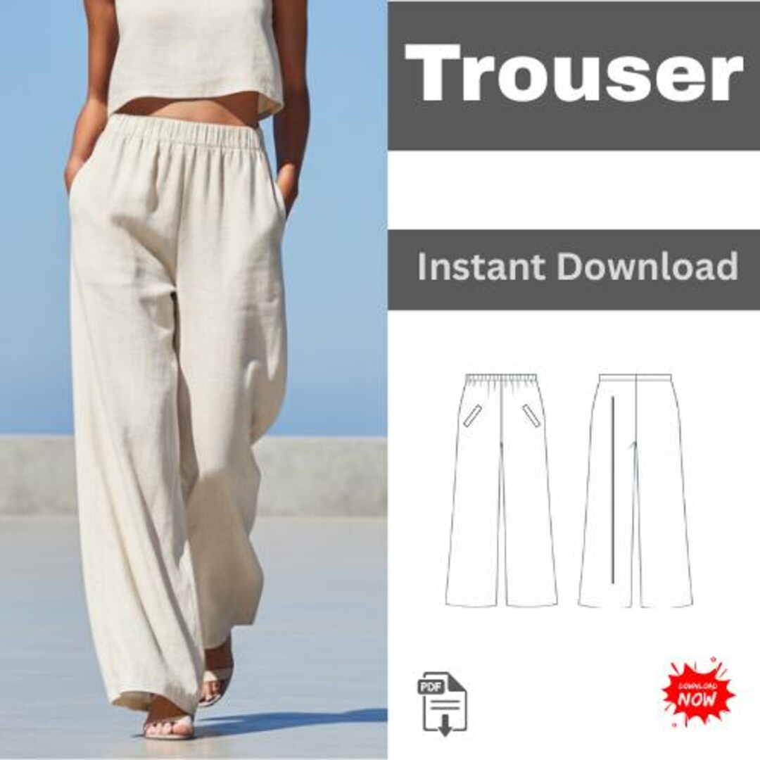 Trouser Sewing Pattern PDF | A0, A4 & US Letter | Step-by-step DIY ...