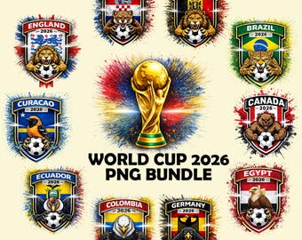 Soccer World Cup 2026 National Teams PNG Bundle, Global Football Country Designs, International Nations Clipart, USA Canada Mexico.