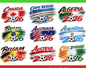 World Cup 2026 Countries PNG Bundle | National Football Team Clipart | USA Canada Mexico Soccer 2026 Designs | Digital Download