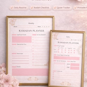 Planificador de Ramadán 2026 DIGITAL, Planificador musulmán con seguimiento de hábitos del Corán, Objetivos, Descarga instantánea, Plantilla Canva e imprimible, Planificador de Ramadán