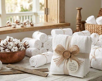 100% Cotton White Washcloth Set – Soft Face Towels, 12x12 Inch
