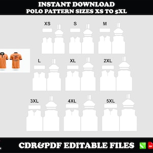 Herren Poloshirt Schnittmuster, Grössen XS-5XL (Digitaler Download, PDF Muster)