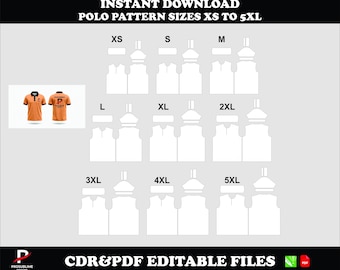 Men's Polo Shirt Sewing Pattern, Sizes XS-5XL (Digital Download, PDF Pattern)