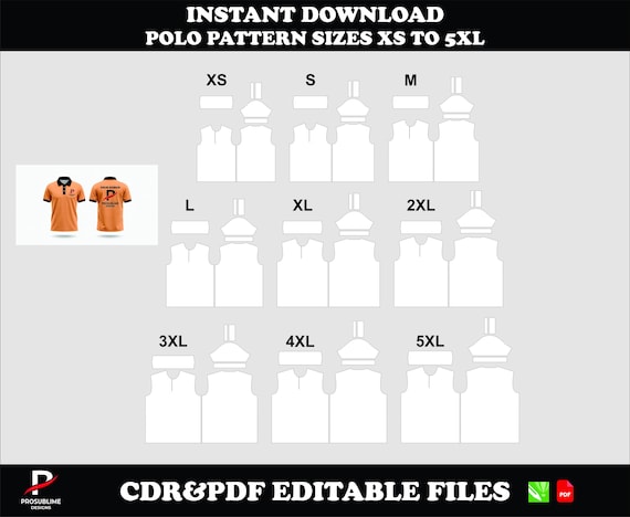 Men's Polo Shirt Sewing Pattern, Sizes XS-5XL (Digital Download, PDF Pattern)