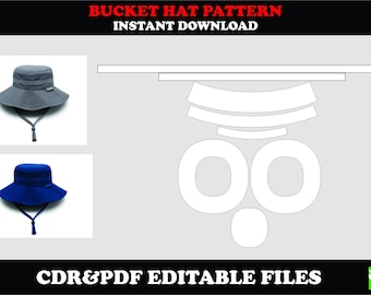 Bucket hat sewing pattern, adult size, PDF & CDR, instant download