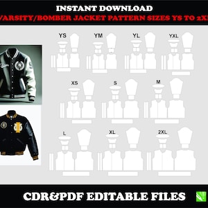 Varsity Jacket Sewing Pattern, DIY Bomber Jacket (PDF, CDR Download)