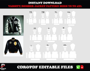 Varsity Jacket Sewing Pattern, DIY Bomber Jacket (PDF, CDR Download)