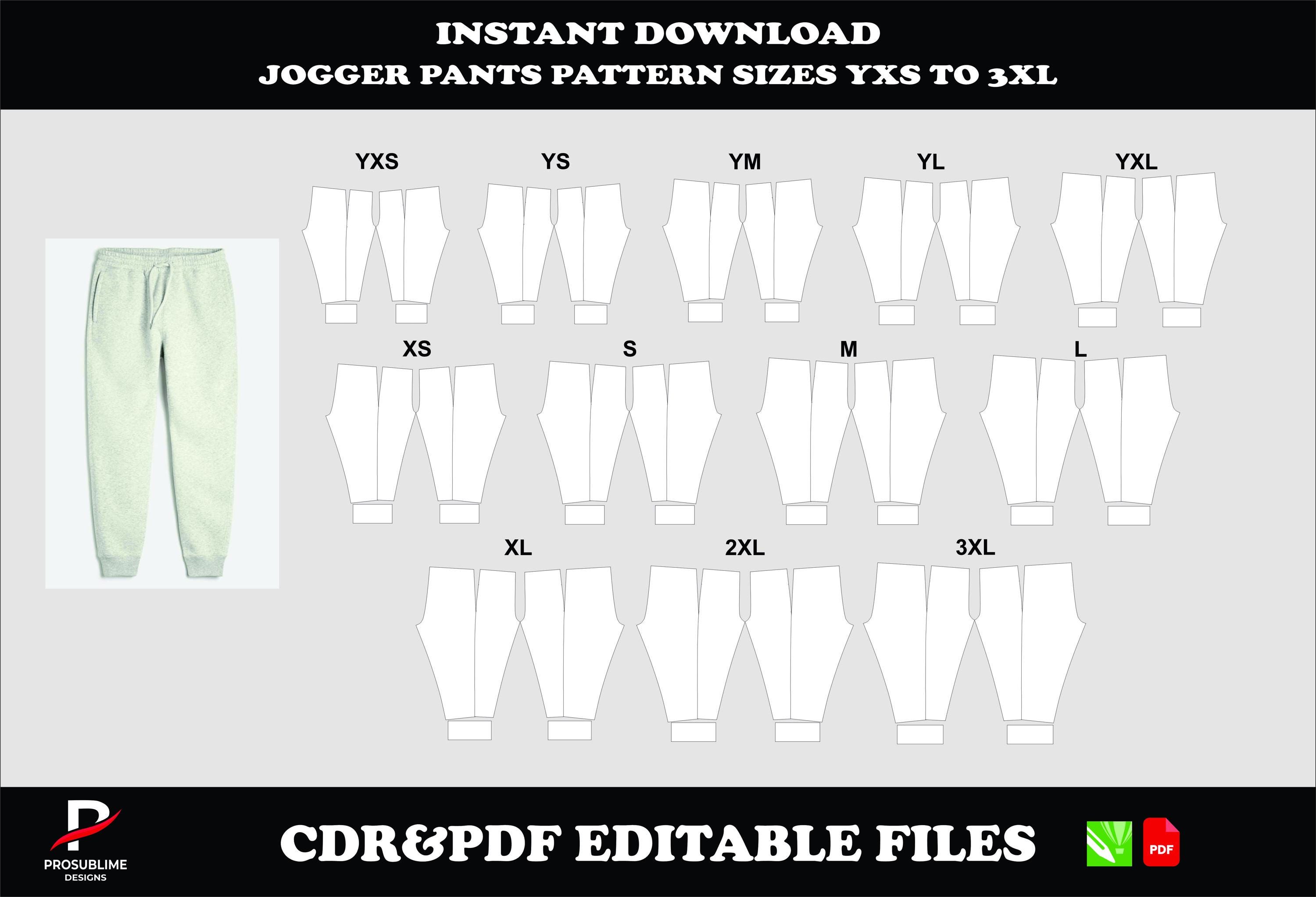 Jogger Pants Pattern, Digital Download, CDR PDF File, Sewing Pattern ...