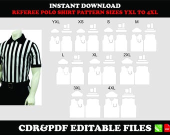 Referee Polo Shirt Sewing Pattern, Sports Uniform Template (Instant Download)