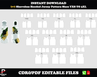 7v7 Football Jersey Pattern, Sleeveless Hooded Design (PDF, CDR Files)