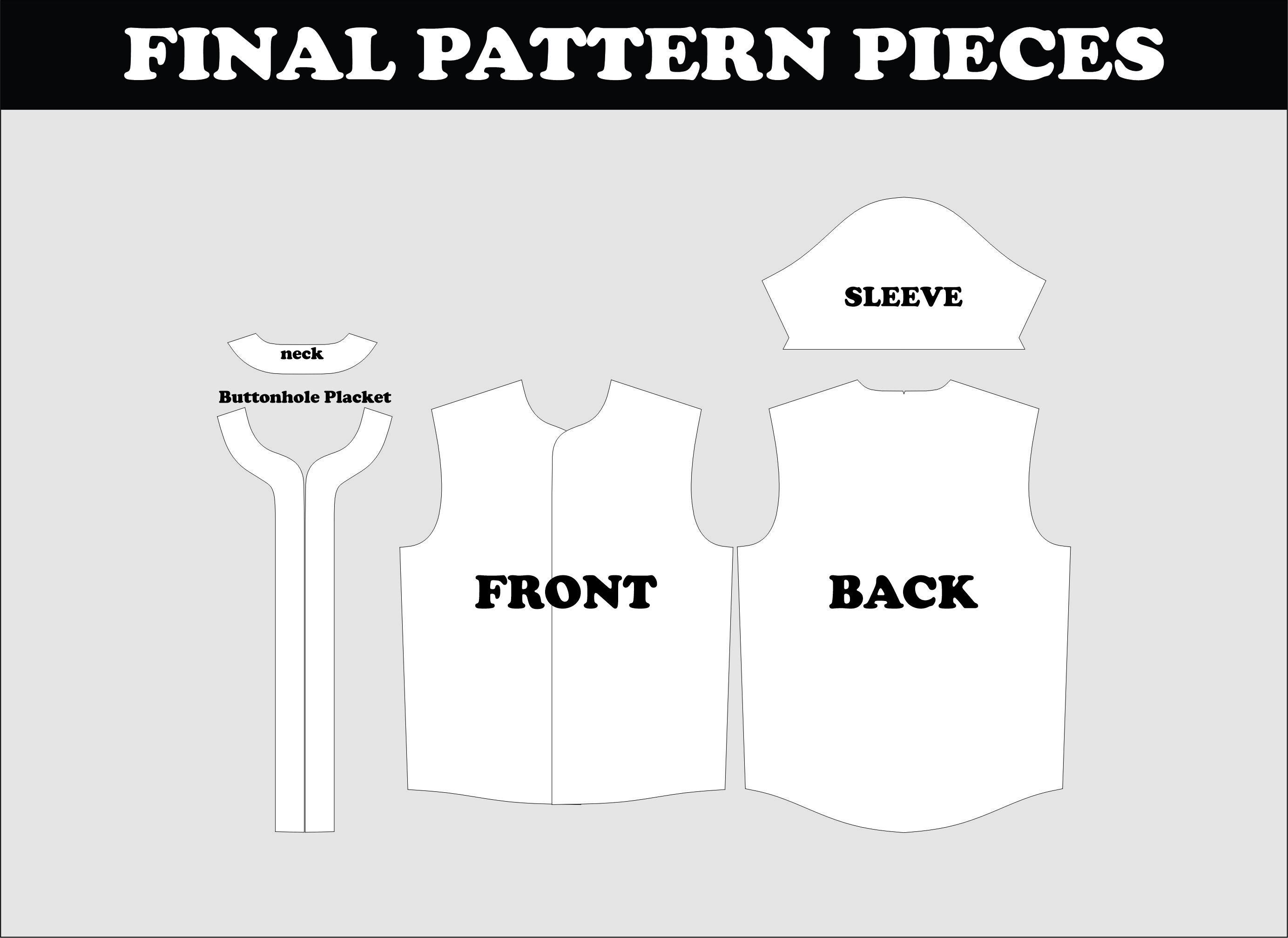Baseball Full Button Jersey Sewing Pattern | Sizes YXS-3XL (CDR & PDF ...