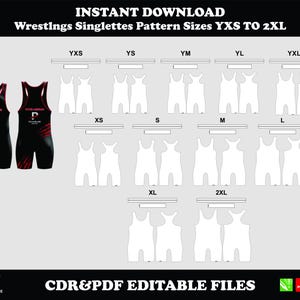Molde para Collant de Luta Livre, Roupa Esportiva Faça Você Mesmo (Download Digital, Tamanhos YXS-2XL)