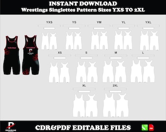 Wrestling Singlet Sewing Pattern, DIY Sportswear (Digital Download, Sizes YXS-2XL)