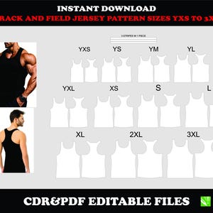 Men's Racerback Tank Sewing Pattern, Athletic Gym Jersey PDF (YXS-3XL)