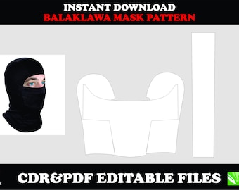 Balaclava mask sewing pattern, instant digital download, PDF & CDR