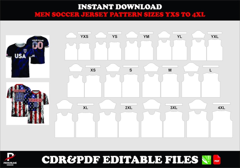 Men's Soccer Jersey Sewing Pattern, Sports Uniform PDF (YXS-4XL) - Etsy
