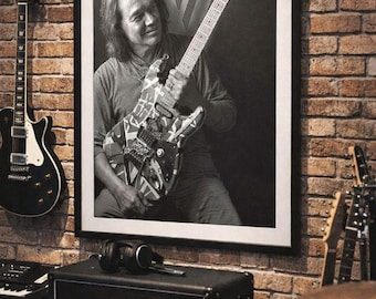 Eddie Van Halen Frankenstrat Black and White Fan Art 23x33 Gloss Poster