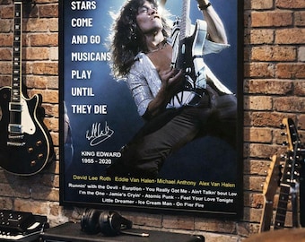 Eddie Van Halen 1978 Eruption Iconic Pose Fan Art 23x33 Color Poster Gloss