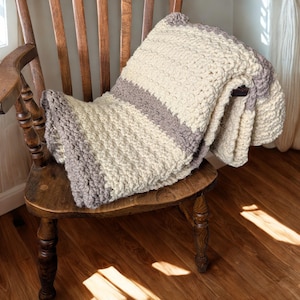 Chunky Crochet Blanket Pattern, Textured Throw PDF, Beginner Friendly Super Chunky Yarn, Easy Afghan