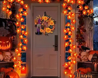 LED Maple Leaf Garland Lights, Autumn Foliage String Lights for Halloween, Thanksgiving Decorations