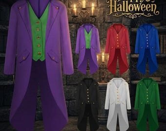 Gothic Tailcoat Vest Pants Suit: Victorian Vampire, Steampunk, Joker Cosplay Outfit