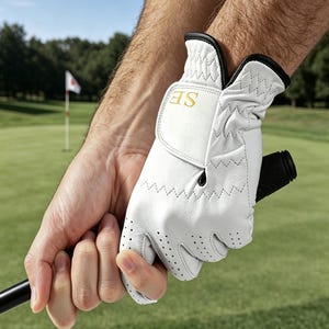 Gant de golf pour homme en cuir personnalisé avec initiales, accessoires de golf monogrammés, gant de golf pour gaucher, 5 tailles S-XL, cadeau de golf pour lui