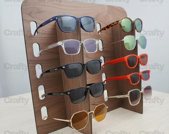 Laser cut Countertop Display Stand for 10 Sunglasses SVG file Glowforge table organizer files dxf eps cdr ai pdf cnc vector pattern template
