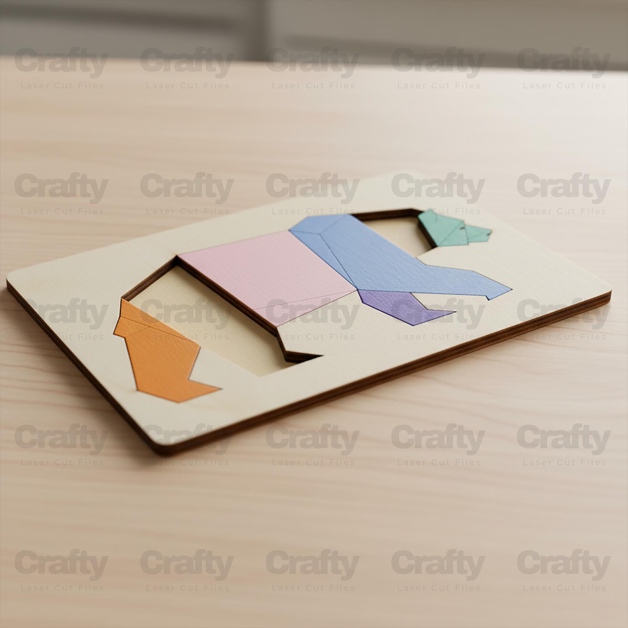 Laser Cut Montessori Bear Puzzle SVG File Glowforge Kids Toy Files Dxf ...