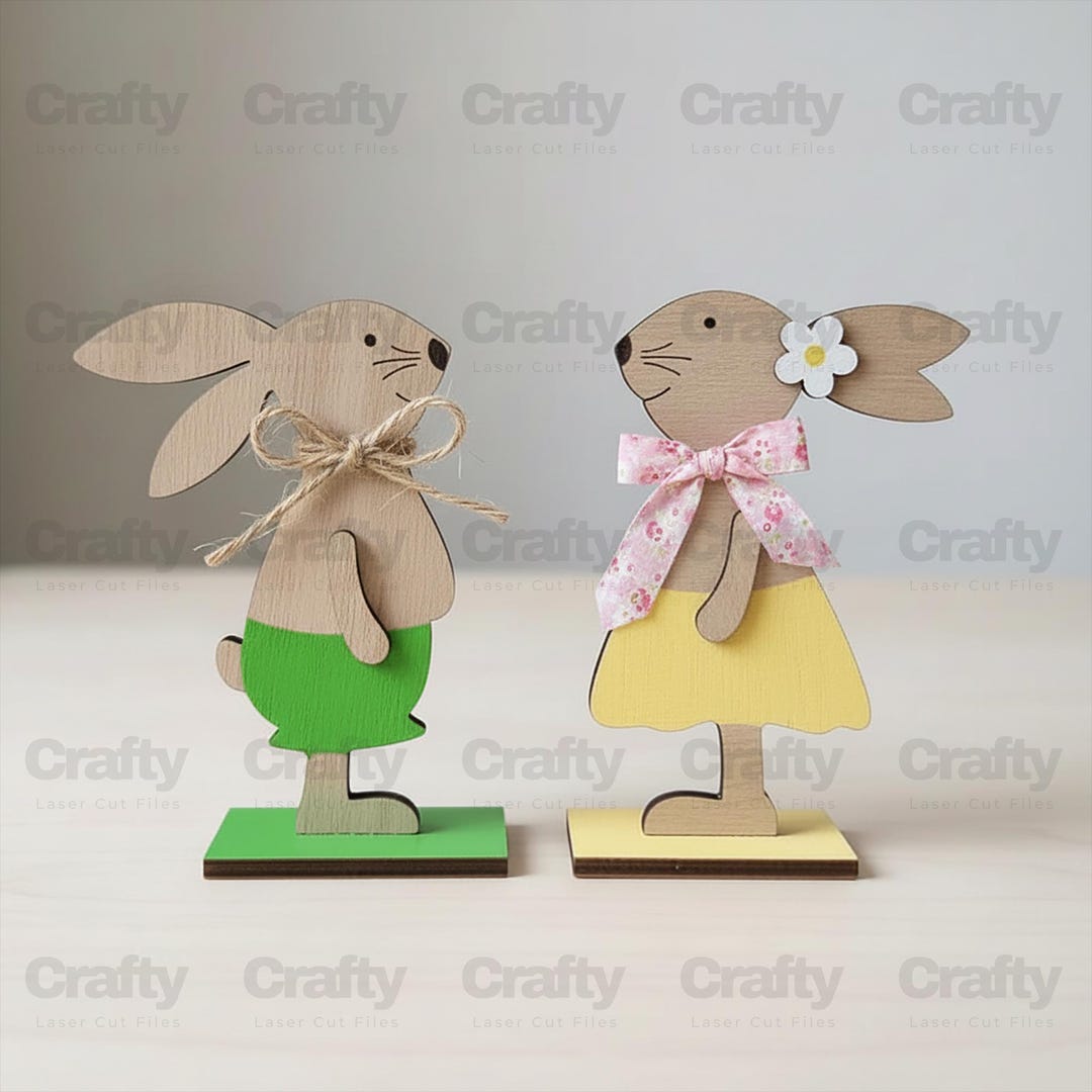 Laser Cut Easter Bunny Statue Decorations SVG File Glowforge Wooden ...