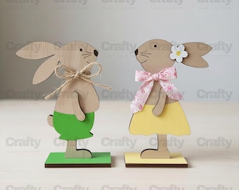 Laser Cut Easter Bunny Statue Decorations SVG File Glowforge Wooden ...