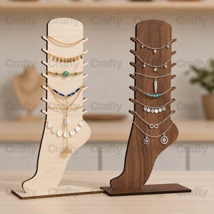 Laser cut Anklet Organizer Jewelry Display Stand SVG file Glowforge foot organizer files dxf eps cdr ai pdf cnc vector pattern template