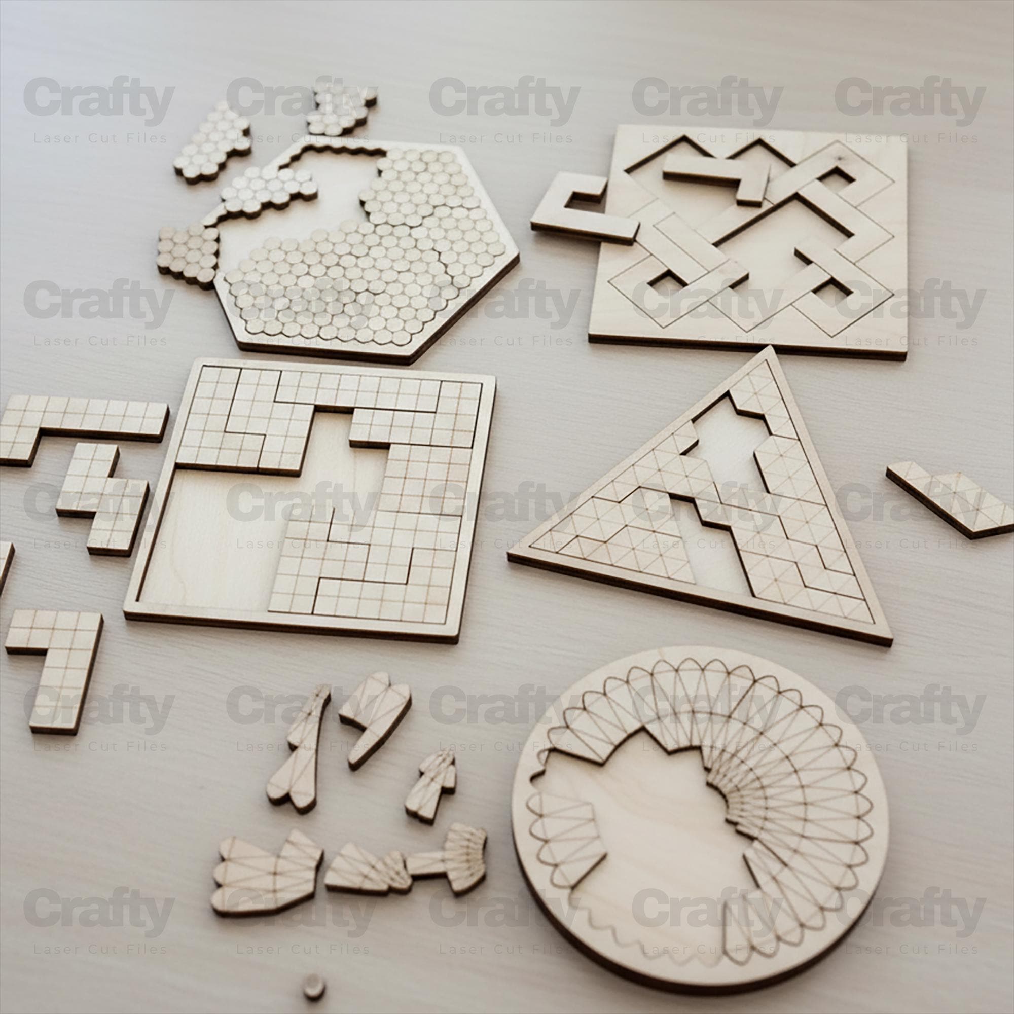 Laser Cut Montessori Jigsaw Puzzle Board Games Set SVG File Glowforge ...