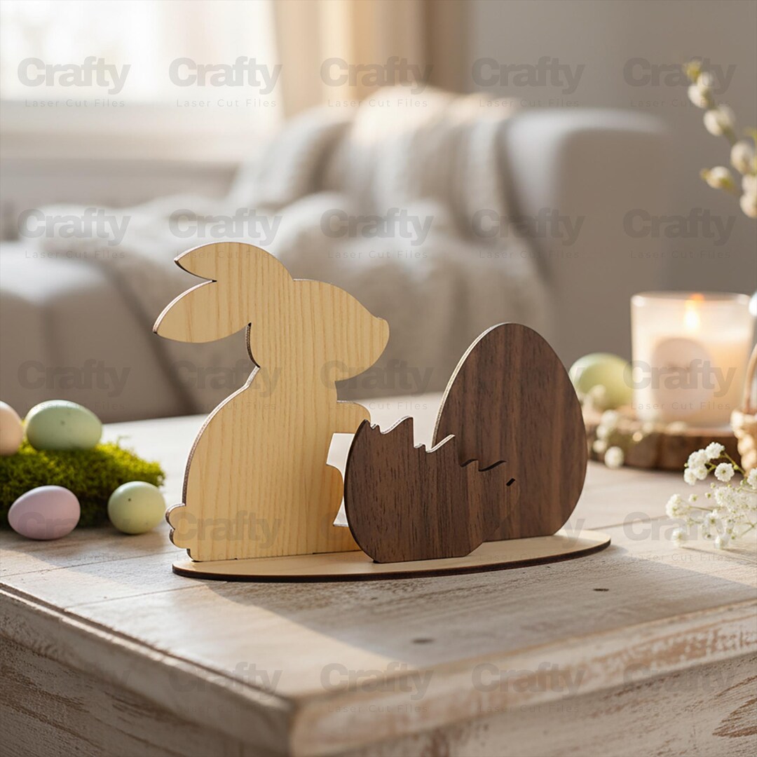 Laser Cut Layered Bunny With Egg Stand SVG File Glowforge Wooden Rabbit ...