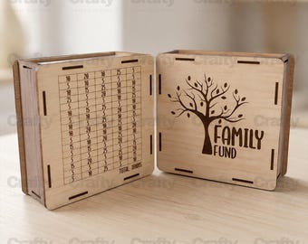Laser cut Wooden Money Bank SVG file Glowforge saving organizer puzzle files dxf eps cdr ai pdf cnc vector pattern template