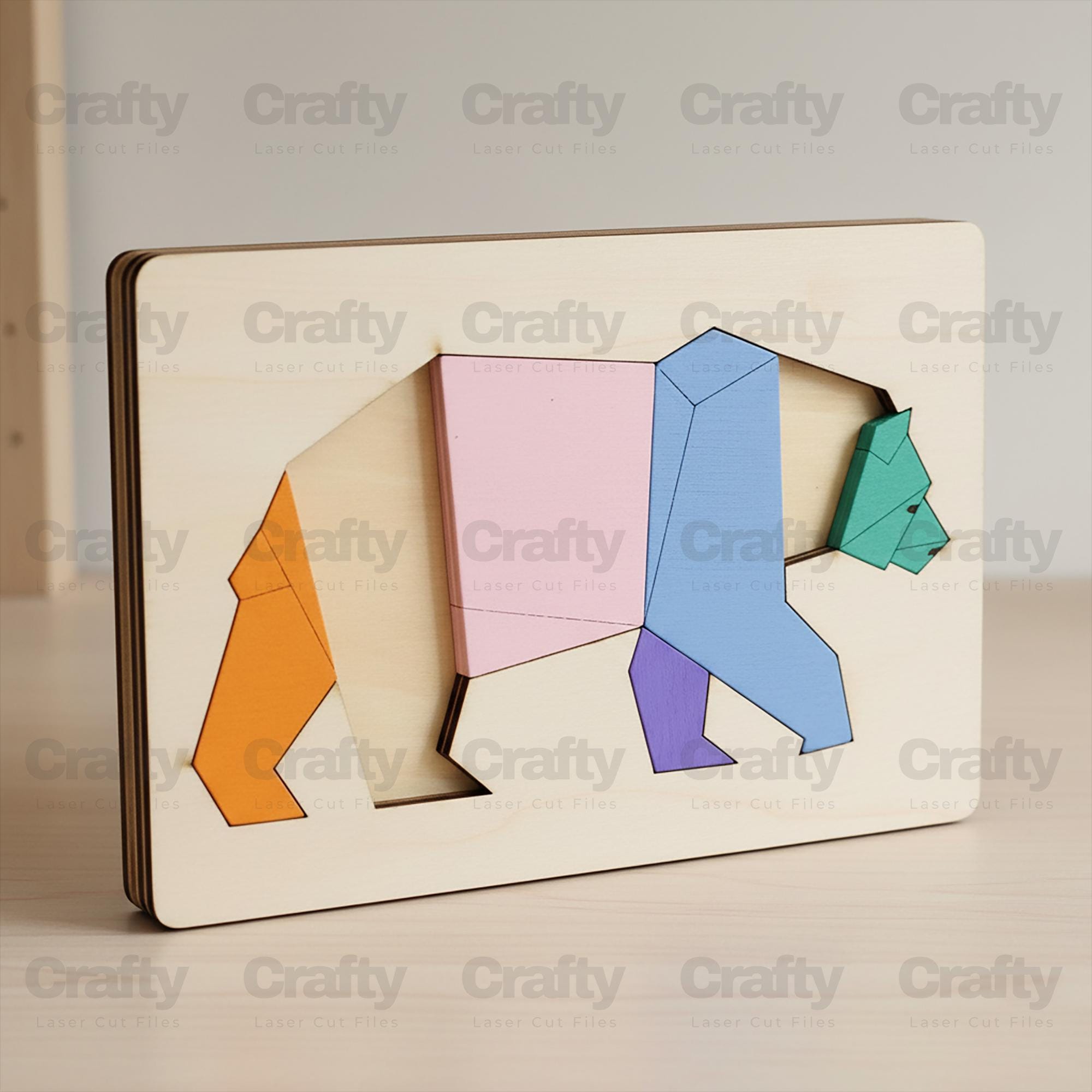 Laser Cut Montessori Bear Puzzle SVG File Glowforge Kids Toy Files Dxf ...