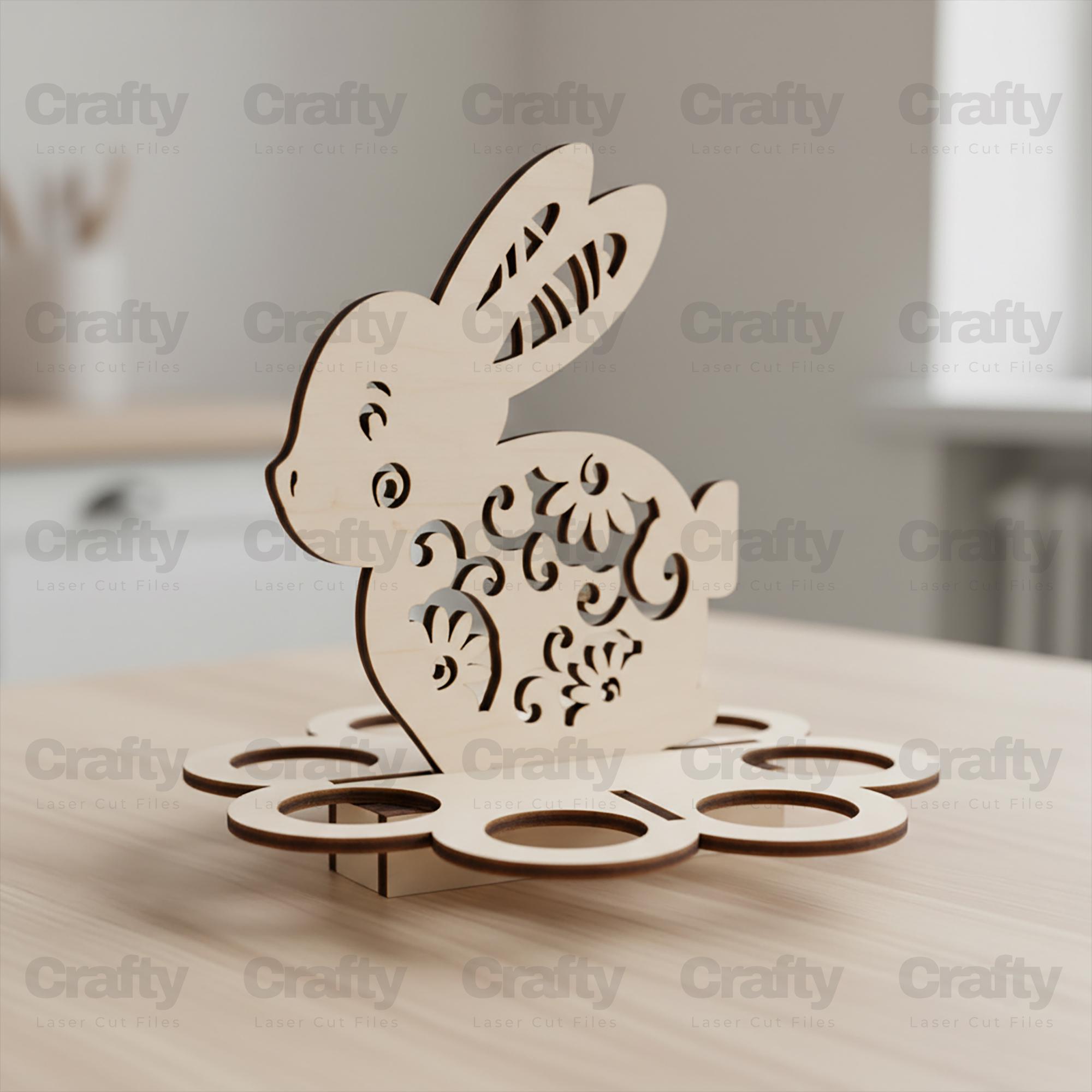 Laser Cut Bunny Holder Easter Eggs Stand SVG File Glowforge Wooden ...