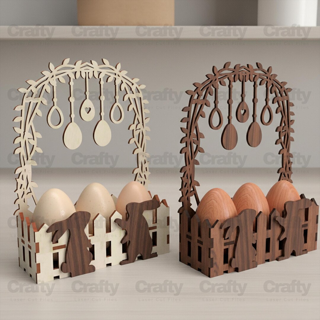 Laser Cut Easter Bunny Box Eggs Holder SVG File Glowforge Wooden Rabbit ...