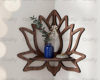 Laser cut Lotus Wall Shelf SVG file Glowforge wall art home decor files dxf eps cdr ai pdf cnc vector pattern template